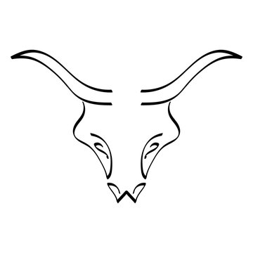 recommend clip art: Bull head logo of simple black lines on a white background