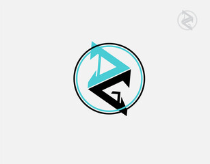 Letter DG logotype on white background in vector illustration
