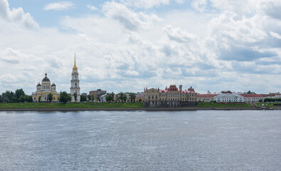 Obraz premium view of the Transfiguration Cathedral and the new grain exchange, photo was taken in summer in cloudy weather