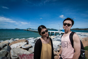 Thai young couple on the beach
