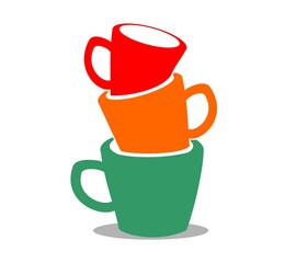 a pile of dirty cups stock vector illustration