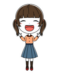 笑顔のかわいい女の子の全身イラスト