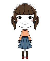 笑顔の女の子の全身イラスト