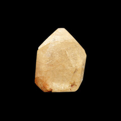 quartz with rutile (Venus hair) on black background 