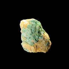 crude emerald on black background 