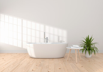 Fototapeta na wymiar Bathroom interior bathtub, 3D rendering