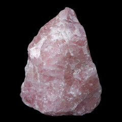 Huge rose quartz stone on black background 