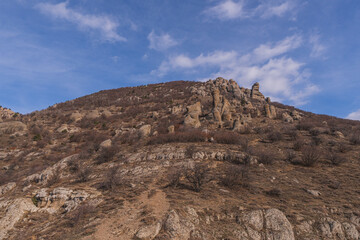 Mountains in Ghost Valley Dolina Privedeniy in Crimea