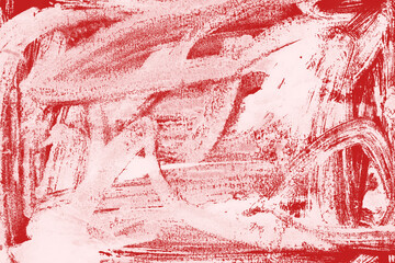 Red ink and watercolor texture on white paper background. Paint leaks and decalcomania effects....