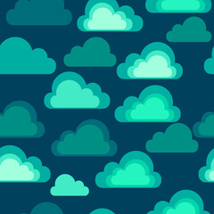 Flat vector illustration of Seamless cute with clouds.cute clouds on the blue background