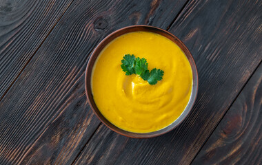 Bowl of pumpkin soup