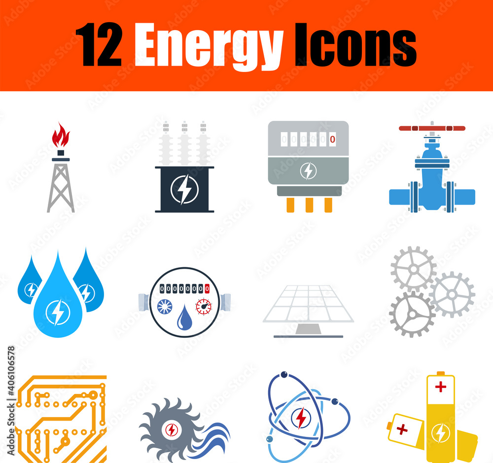 Sticker energy icon set