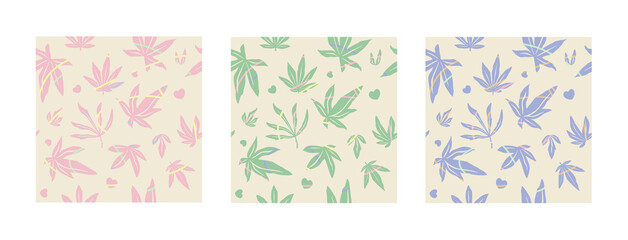Hemp Leaves Patterns Set