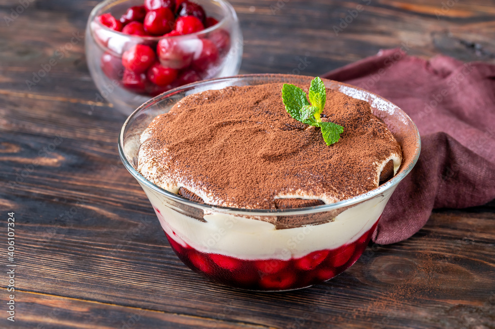 Canvas Prints Dessert with Oreo cookies, cherries and cream cheese