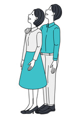 夫婦　カップル　見上げる　仲良し