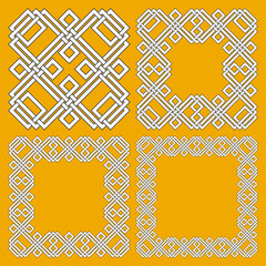 Obraz premium Set of magic knotting frames. 4 square decorative logo elements with stripes braiding for your design.