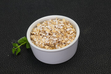 Raw oats in the bowl