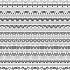 Set of vintage borders for design. Twenty border elements for frames in knotting style. Patterned brushes kit.