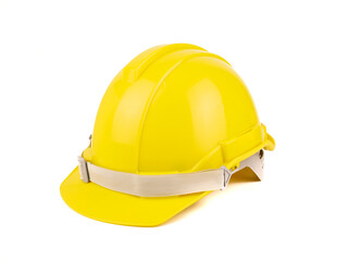 Fototapeta premium plastic yellow safety helmet or Construction hard hat concept safety project of workmen as engineer,isolated on white background