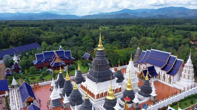 Aerial view of Wat ban den temple in Chiang Mai, Thailand.