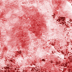 Red ink and watercolor texture on white paper background. Paint leaks and decalcomania effects. Hand-painted gouache abstract image. Mess on the canvas.