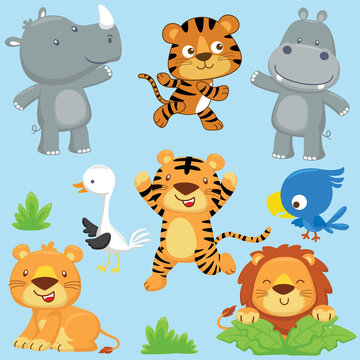 Vector set of with funny animals cartoon