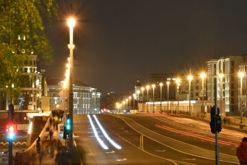 Kremlin bridge in Moscow at night, Russia