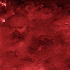 Red ink and watercolor texture on white paper background. Paint leaks and decalcomania effects. Hand-painted gouache abstract image. Mess on the canvas.