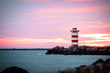 Lighthouse at sunset with a long exposure