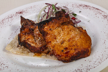 Grilled pork lion shashlik barbeque