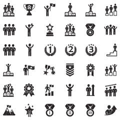 Ranking And Achievement Icons. Black Scribble Design. Vector Illustration.