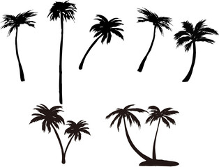 ヤシの木のシルエット素材