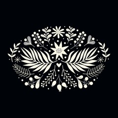 Vector flower arrangement isolated on black background.