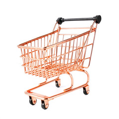 Side View of Shopping Cart isolated on white background, concept business financial and shopping