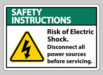 Safety instructions Risk of electric shock Symbol Sign Isolate on White Background