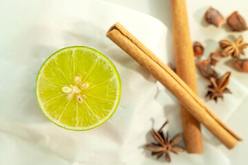 Lemon, Cinnamon, Anise, Food ingredients and traditional medicine.