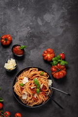 Traditional Italian pasta with tomato sauce