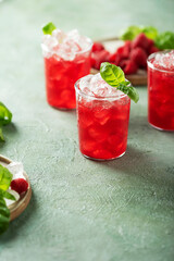 Fresh raspberry cocktail with basil
