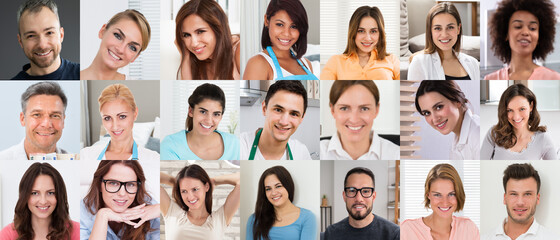 Obraz premium Multicultural Faces Photo Collage. Portrait