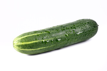 Fresh cucumber, chopped cucumber, salad ingredient,isolated on white background.