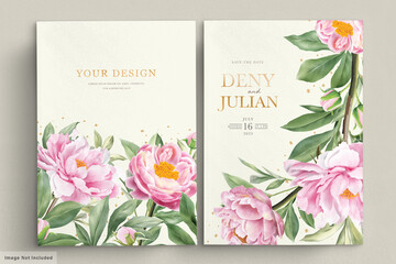 blooming peonies invitation card set
