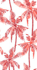Seamless vector print designs with Hawaii, tropical, surf, palm tiki mask themed.