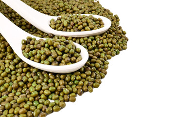 raw mung bean or green bean isolated on white background