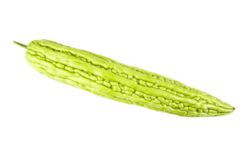 Momordica charantia balsam apple, balsam pear, bitter cucumber, bitter gourd, bitter melon tropical herb isolated on white background.Health and medical concept