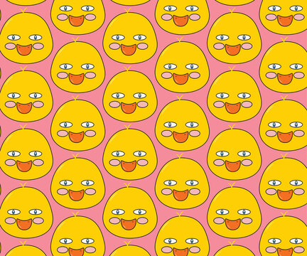 cute yellow duck face repeat pattern on pink background.