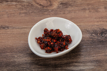 Fried chili pepper sauce with oil