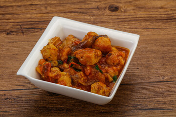 Chicken with oyster sauce and vegetables