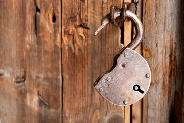 Old padlock close up