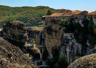The Meteora  is a rock formation in central Greece hosting one of the largest and most precipitously built complexes of Eastern Orthodox monasteries