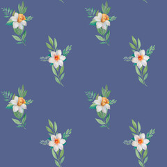 Seamless botanical bouquet of flowers. Colorful hand draw flowers seamless pattern for fabric textile wallpaper, wrapping paper, print, packaging.